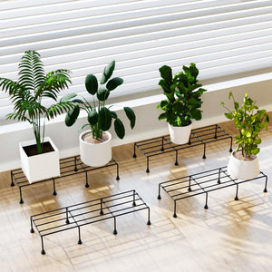 WonderStand Titan Plant Stands (Set of 4) Plant Stand for Balcony Rust Proof Metal Plant Stand for Living Room with 7 Layer Coating (Rectangle Black)
