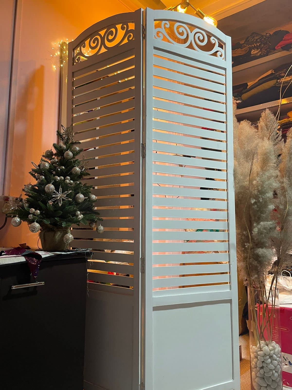 CRAFT DECOR 2 Panel Wooden Room Divider | Wooden Partition for Living Room | Wooden Room Separator | Room Wall Divider |Screen Separator for Living Room/Bedroom/Office/Restaurant/Pooja Room