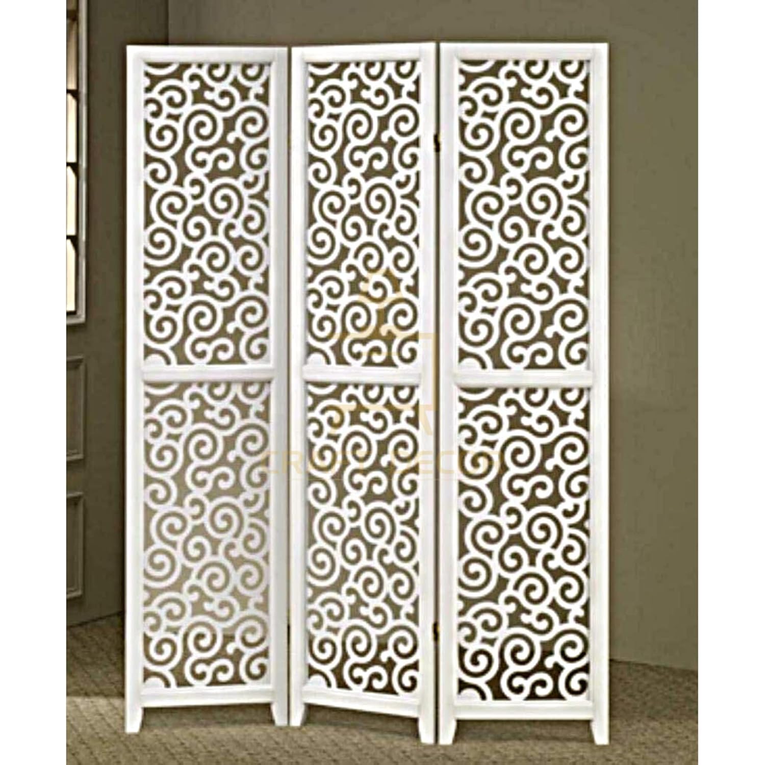 CRAFT DECOR Wooden Room Partition for Living Room/Wooden Screen Separator/Room Wall Divider 3 Panels Living Room/Bedroom/Office/Restaurant/Pooja Room