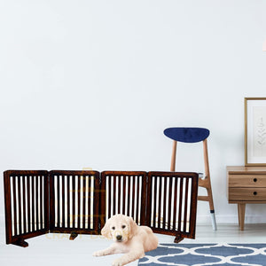 CRAFT DECOR Wooden Baby Safety Gate/Staircase Gate Kid Pet Safety Fence/Freestanding Fold-able Safety Gate for Child/Portable Safety Gate Extension/Wooden Pet Gate (Brown)
