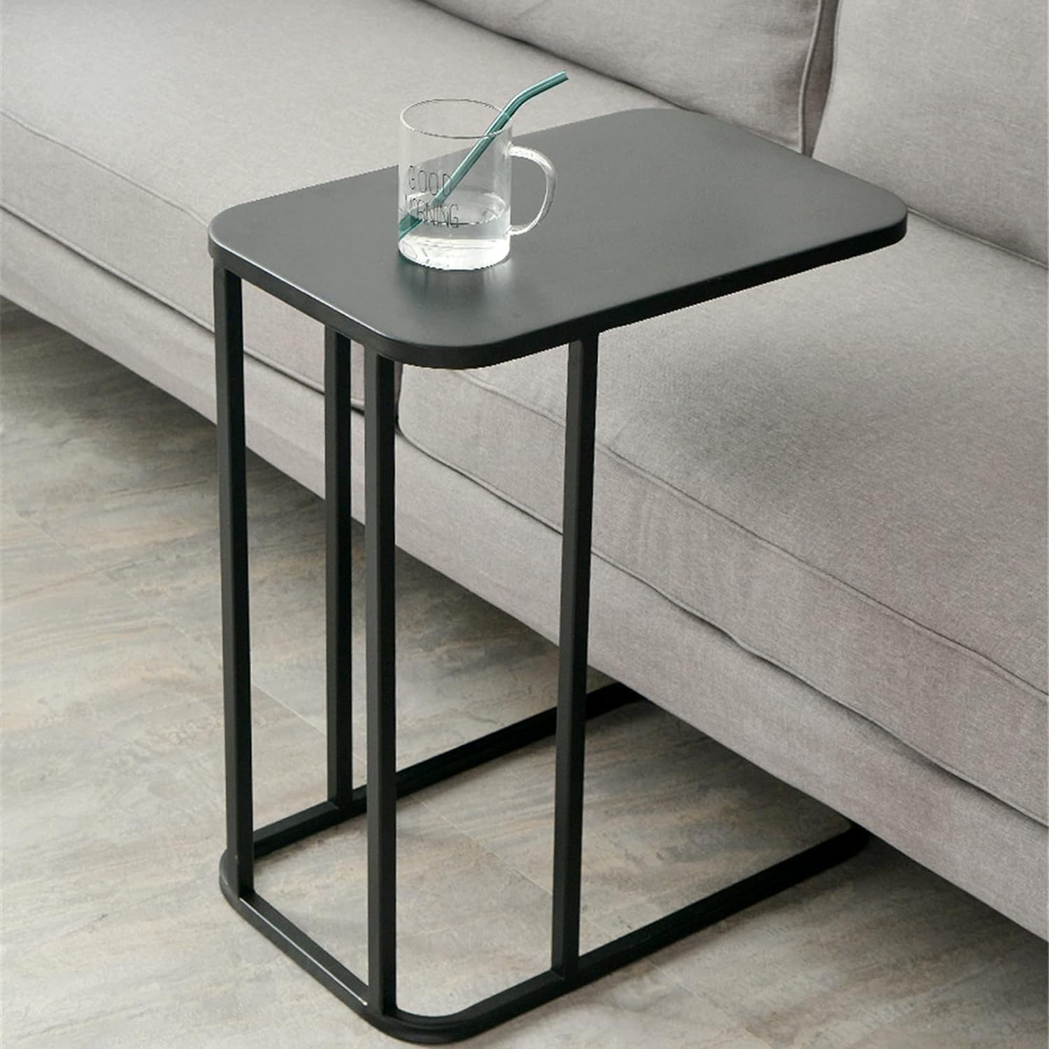 CRAFT DECOR Metal Side Table with Marble Finish Wooden Top for Living Room, Sofa or Bed Side Stand