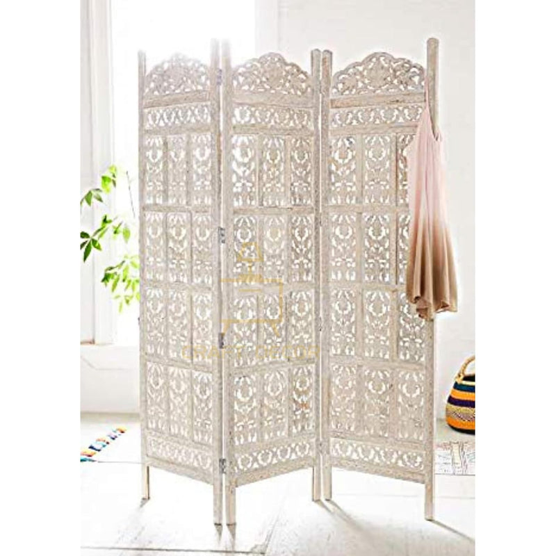 CRAFT DECOR Wooden Partition for Living Rooms, Wood Screen Separators, Wooden Room Wall Dividers 3 Wall Panels, Folding Screen for Living Rooms/Bedroom/Office/Restaurant/Pooja Room