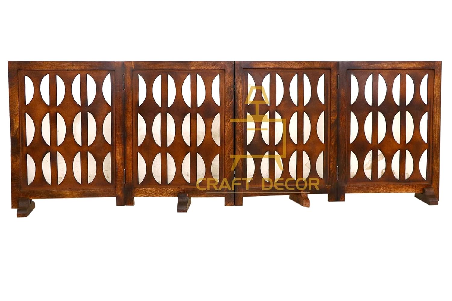 CRAFT DECOR Wooden Baby Safety Gate/Staircase Gate Kid Pet Safety Fence/Freestanding Fold-able Safety Gate for Child/Portable Safety Gate Extension/Wooden Pet Gate (Walnut)