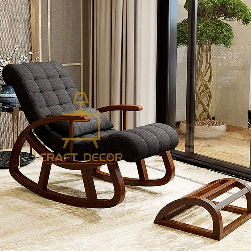 CRAFT DECOR Ergonomic Rocking Chair with Foot Rest, Relaxing Chair for Home, Rocking Chair for Adult for Home, Easy Chair for Relax for Old Age, Rose Wood Rocking Chair, Traditional Rolling Chair