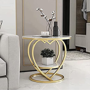 Al Hama Small Coffee Table, Coffee Table Love, Side Table, Living Room Round Table Sofa Corner Table Bedroom, Living Room, and Office Bedside Tables (Gold & Black) (Wood,Metal)