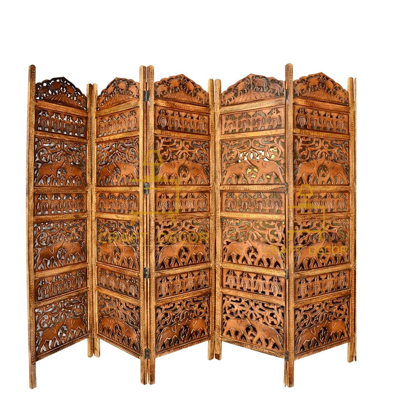 CRAFT DECOR Wooden partition for Living Room | Wood Screen for Pooja Room | Hall Partition | Separator for Living Room | Modern Decorative Wall Divider | Folding Door Screen Kitchen | Foldable Panel | Pooja Room