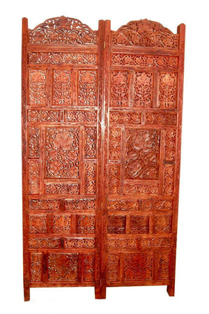 THEHEARTWILL Sheesham Wood Partition Screen/Room Divider Traditional Handicrafts 2 Panels 6ft Height (Brown)