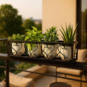 Niyara || Metal Planter Stand || Plant Stand for Pots|| Outdoor Plant Stand (set of 4, Square stand)