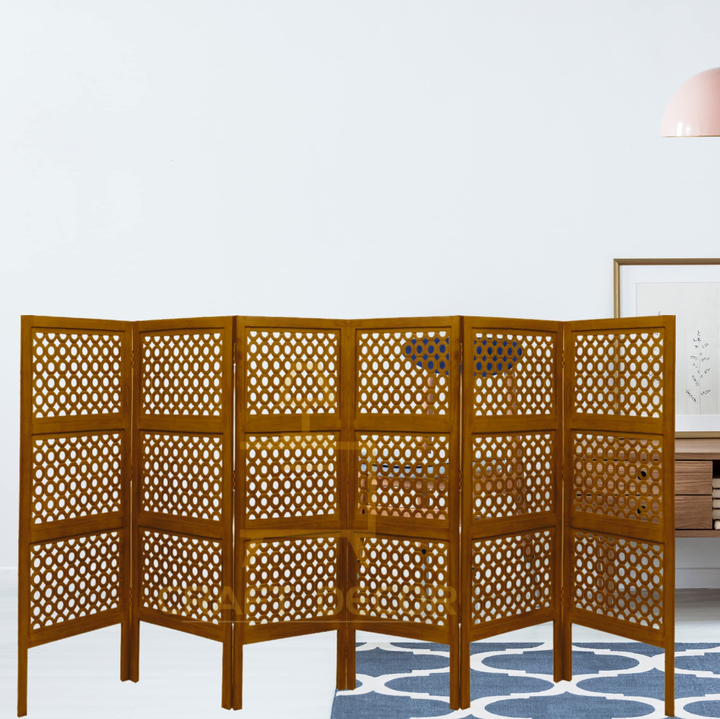 CRAFT DECOR Wooden Partitions for Living Rooms 4 Feets Wooden Partition Wall Divider, Wood Screen Separator 6 Wall Panels for Living Room /Bedroom /Office/ Restaurant / Kitchen / Pooja Room