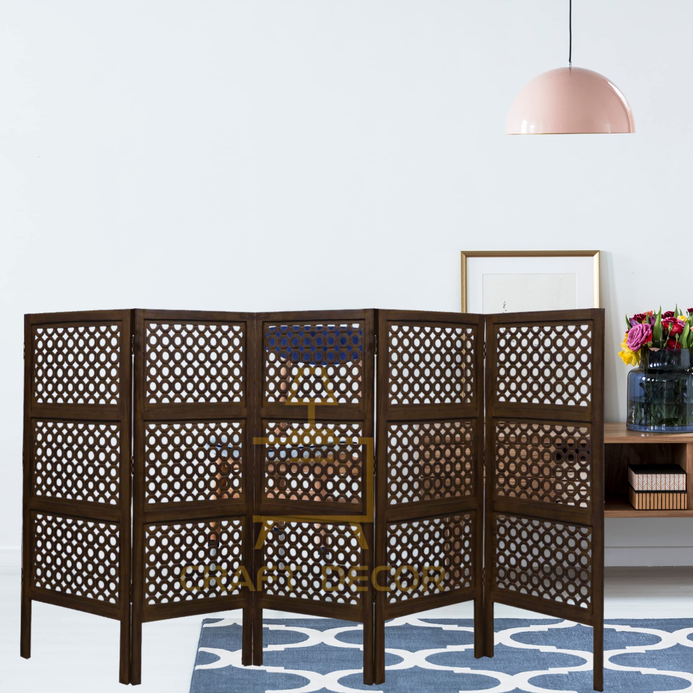 CRAFT DECOR Wooden Room Divider |Wooden Partition for Living Room |Room Separator |Room Wall Divider |Screen Separator for Living Room/Bedroom/Office/Restaurant/Pooja Room