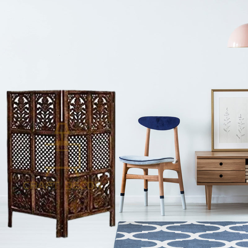 CRAFT DECOR Wooden Partition for Living Rooms 4 Feet Wood Partition Wall Divider, Wooden Screen Separator 2 Wall Panels for Living Room/Bedroom/Office/Restaurant/Kitchen/Pooja Room