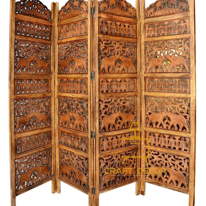 CRAFT DECOR Wooden partition for Living Room | Wood Screen for Pooja Room | Hall Partition | Separator for Living Room | Modern Decorative Wall Divider | Folding Door Screen Kitchen | Foldable Panel | Pooja Room