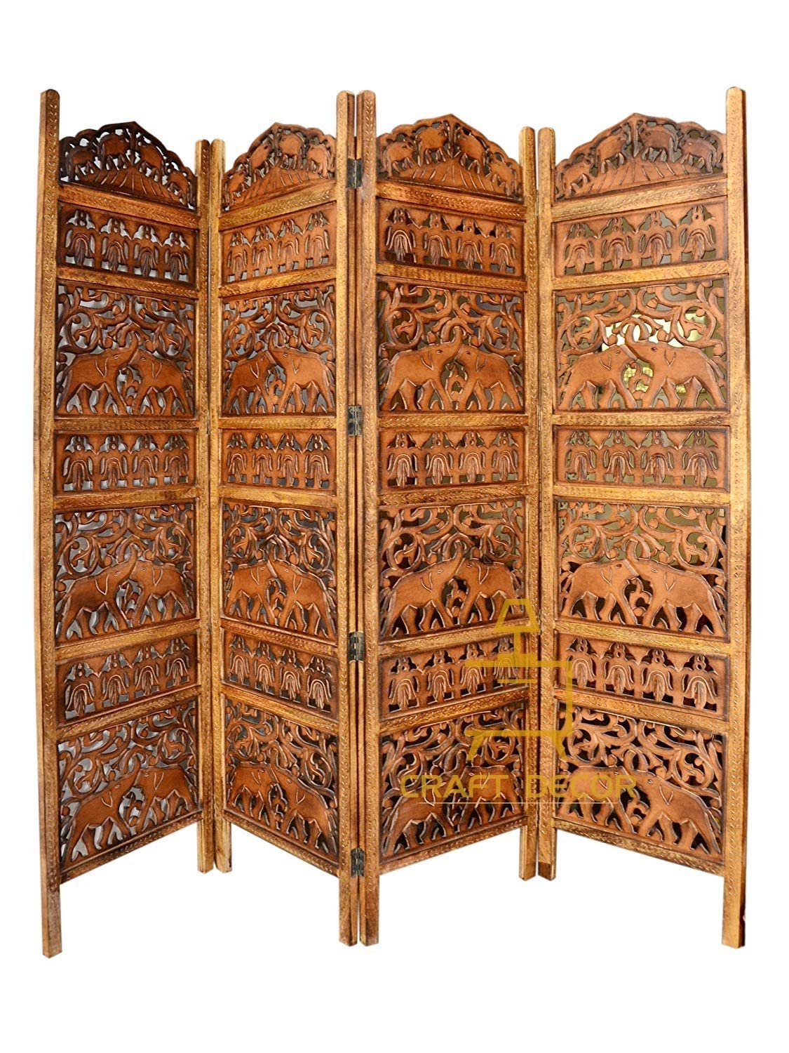 CRAFT DECOR Wooden partition for Living Room | Wood Screen for Pooja Room | Hall Partition | Separator for Living Room | Modern Decorative Wall Divider | Folding Door Screen Kitchen | Foldable Panel | Pooja Room