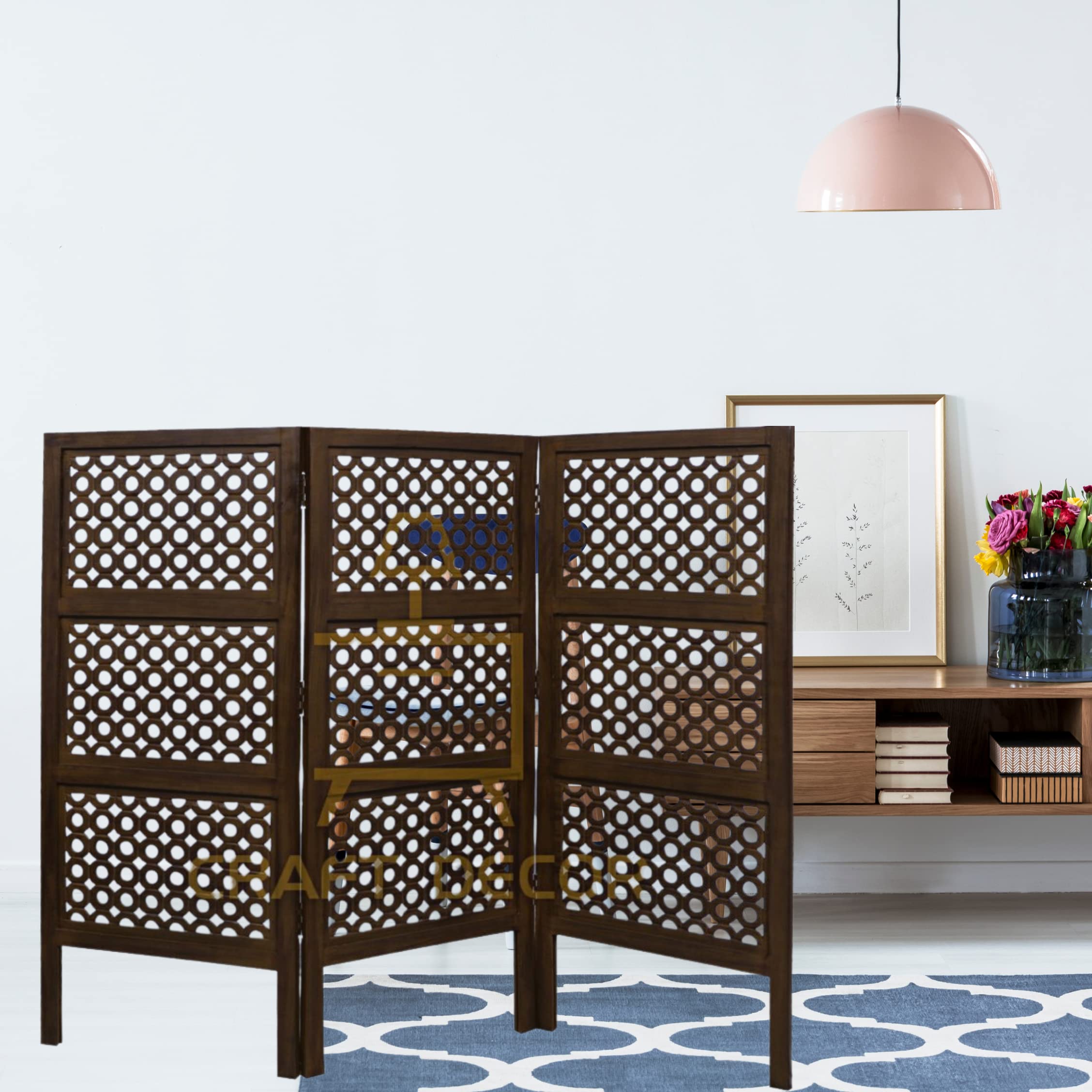 CRAFT DECOR Wooden Room Divider |Wooden Partition for Living Room |Room Separator |Room Wall Divider |Screen Separator for Living Room/Bedroom/Office/Restaurant/Pooja Room