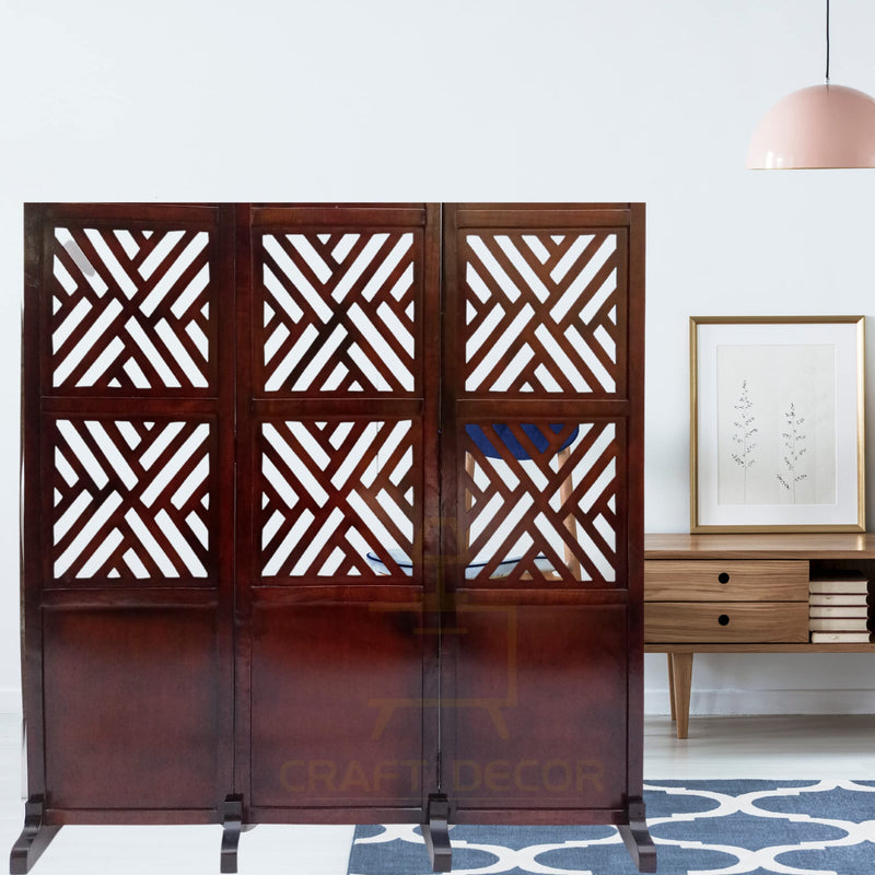 CRAFT DECOR Wooden Room Partition for Living Rooms, Wood Screen Separator, Wooden Room Wall Divider Wall Panels with Stands for Living Room/Bedroom/Office/Restaurant/Pooja Room