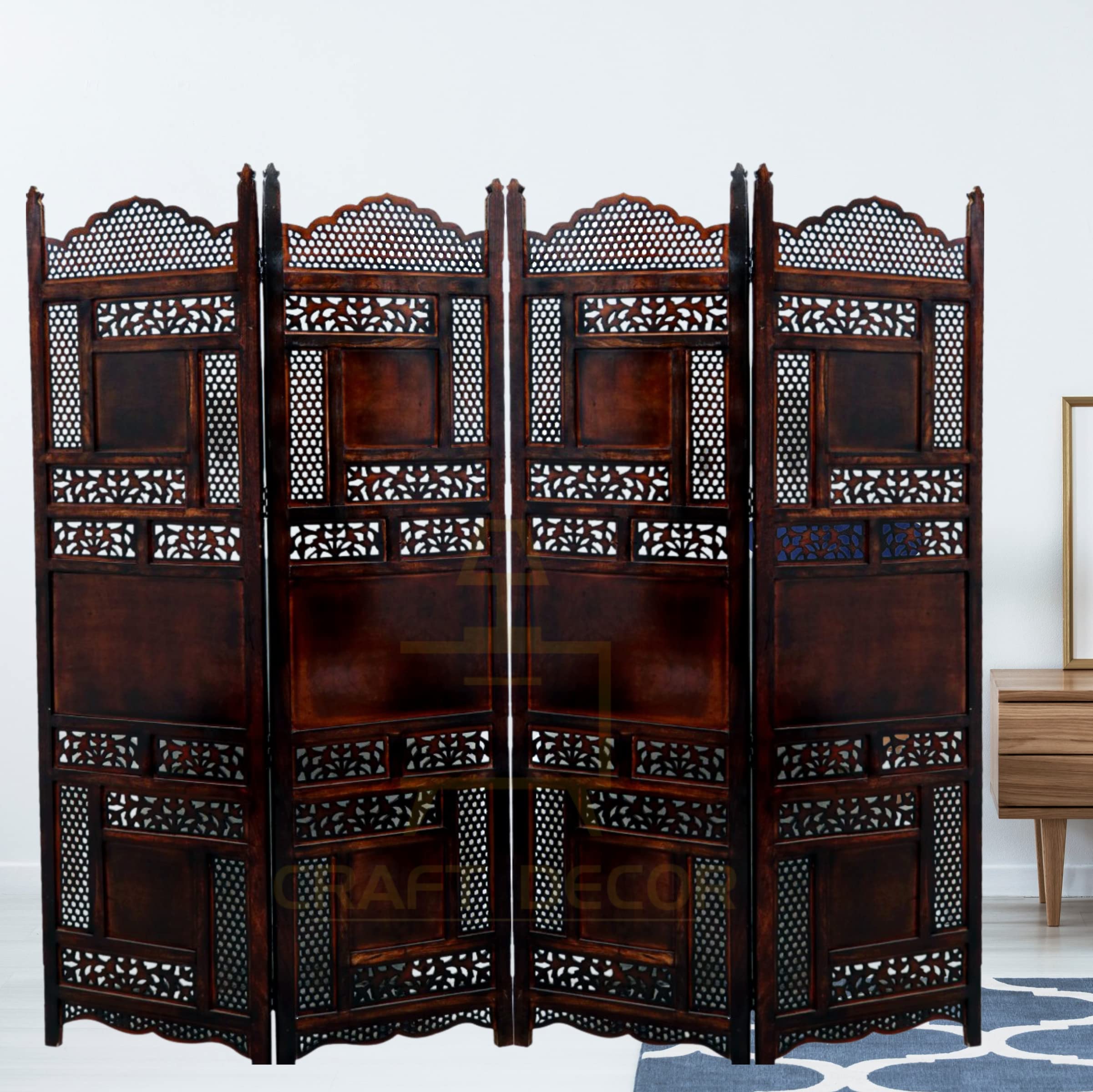 CRAFT DECOR Wooden Room Divider |Wooden Partition for Living Room |Wooden Room Separator | Room Wall Divider |Screen Separator for Living Room/Bedroom/Office/ Pooja Room