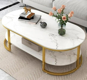 CROWN ART SHOPPEE Metal Centre Tables For The Living Room, Side Tables And Coffee Tables: Small Apartment Home Furnishings; Contemporary Coffee Tables; Oval Sofa Tables; And Side Tables 2 Tier White