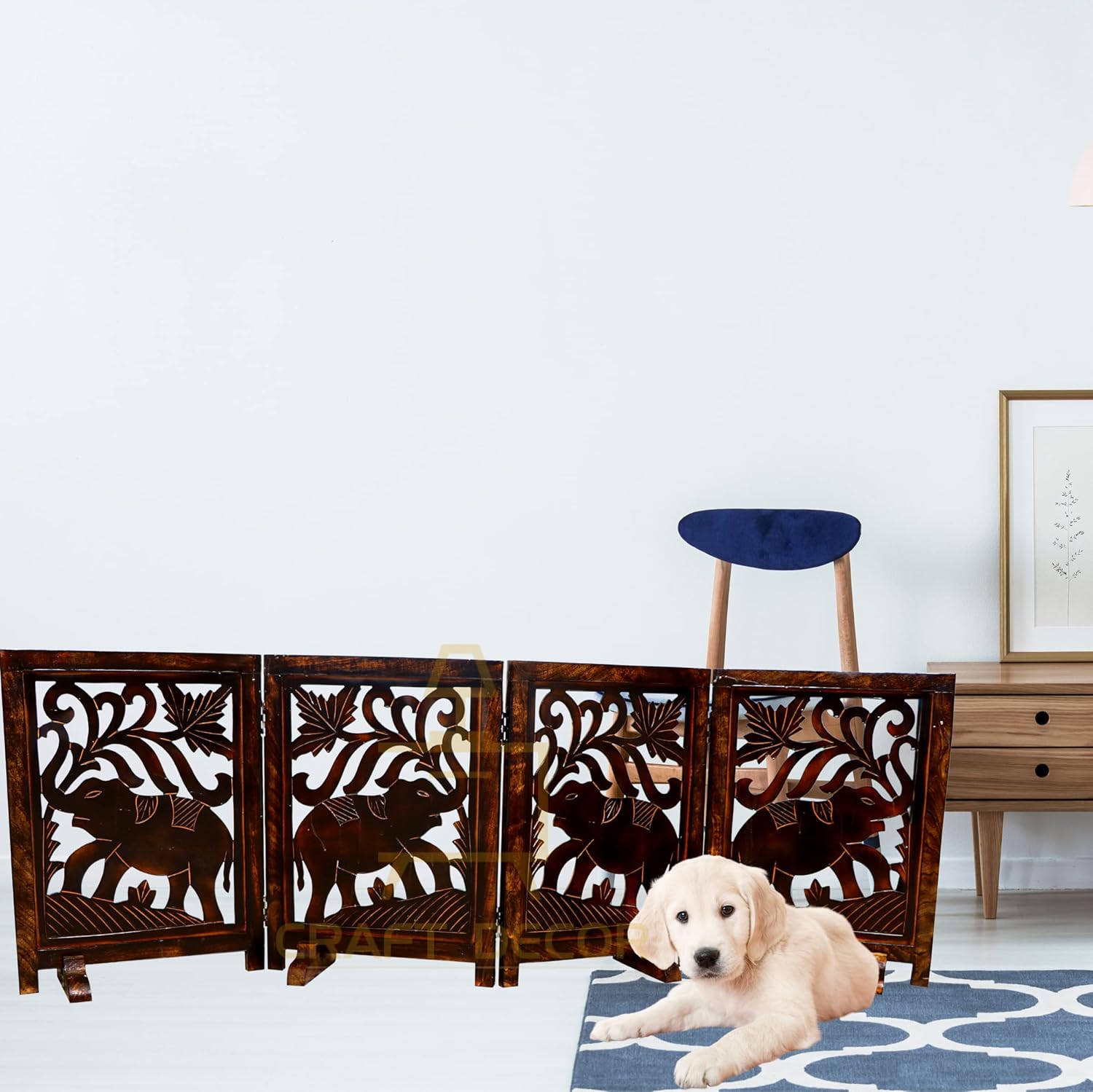 CRAFT DECOR Wooden Baby Safety Gate/Staircase Gate Kid Pet Safety Fence/Freestanding Fold-able Safety Gate for Child/Portable Safety Gate Extension/Wooden Pet Gate