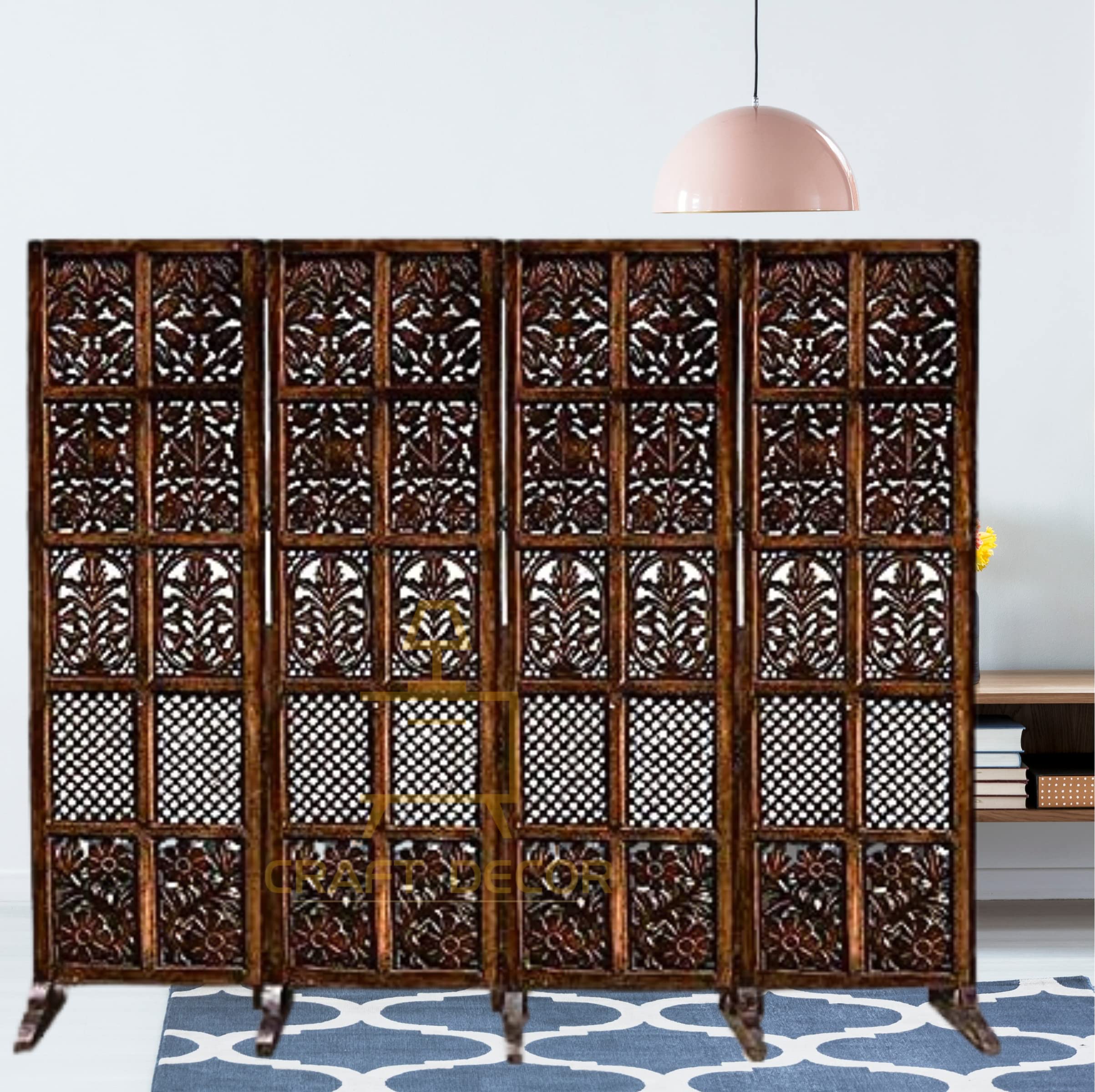 CRAFT DECOR Wooden Room Partition, Wood Screen Separator and Room Wall Dividers 6 Feet Wall Panels for Living Room/Bedroom/Office/Restaurant/Pooja Room