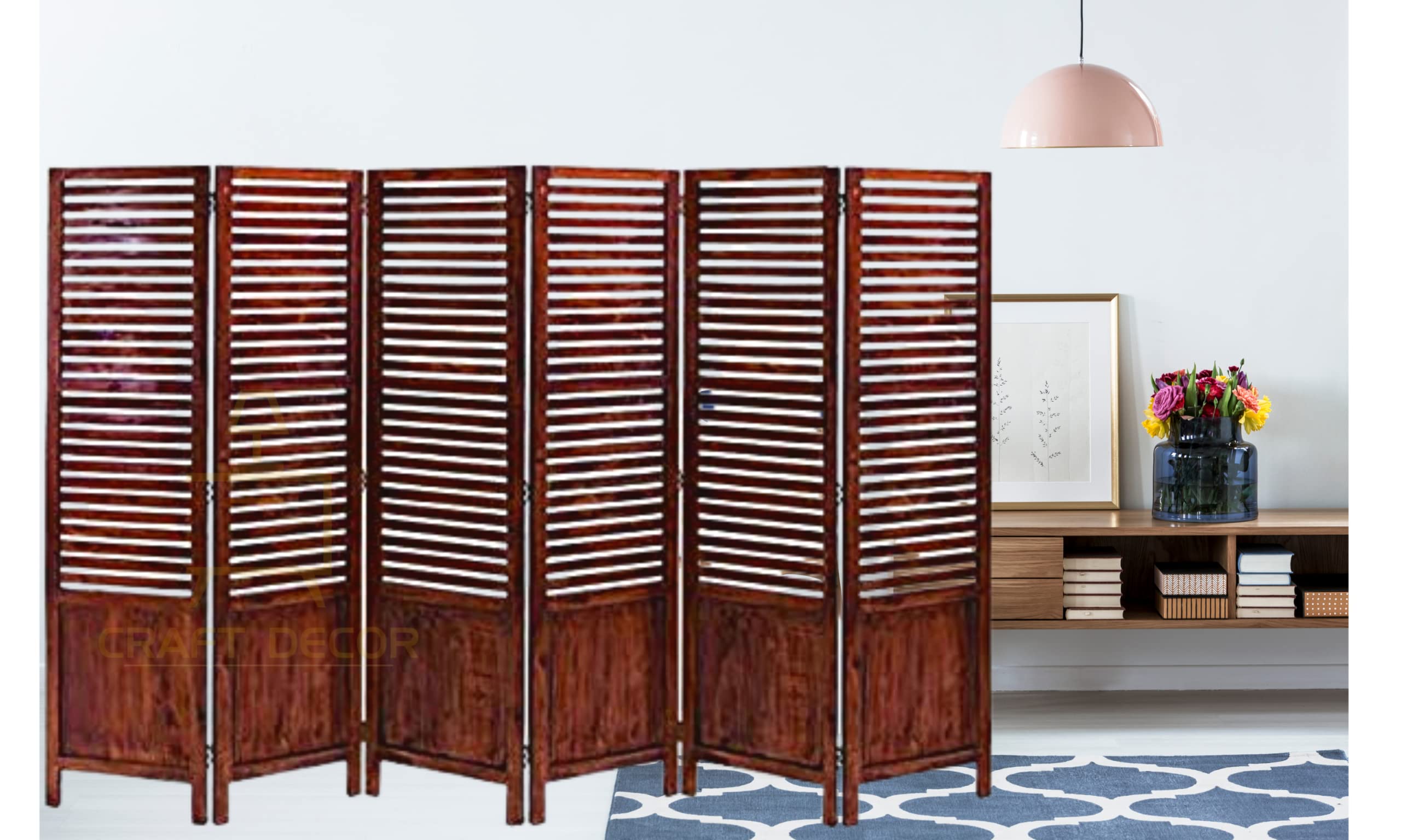 CRAFT DECOR Wooden Partition for Living Room, Wood Screen Separators, Wooden Room Wall Divider Wall Panels, Folding Screen for Living Room/Bedroom/Office/Restaurant/Pooja Room