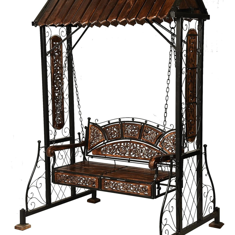 UA URBAN ART Urban Art Store Iron Swing Jhula For Home & Garden/Porch/Balcony 2 Seater Weight Capacity 300Kgs+ (Swing, 177.8 centimeters, Black