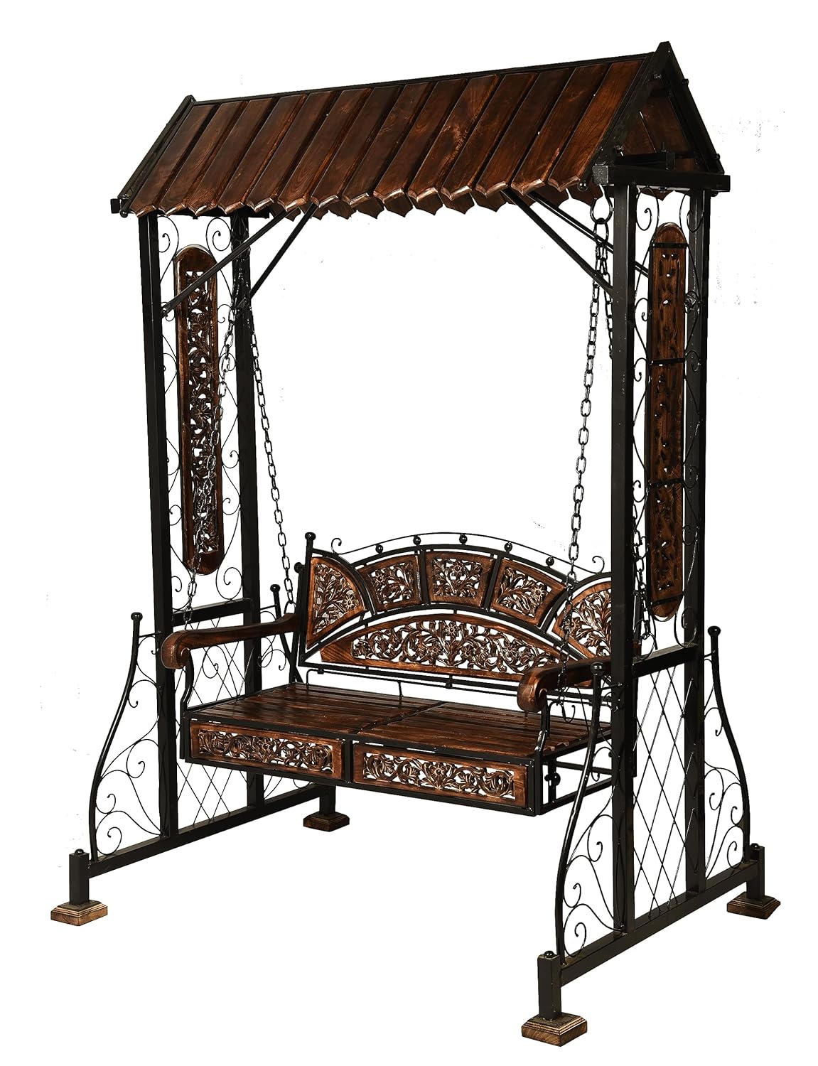 UA URBAN ART Urban Art Store Iron Swing Jhula For Home & Garden/Porch/Balcony 2 Seater Weight Capacity 300Kgs+ (Swing, 177.8 centimeters, Black