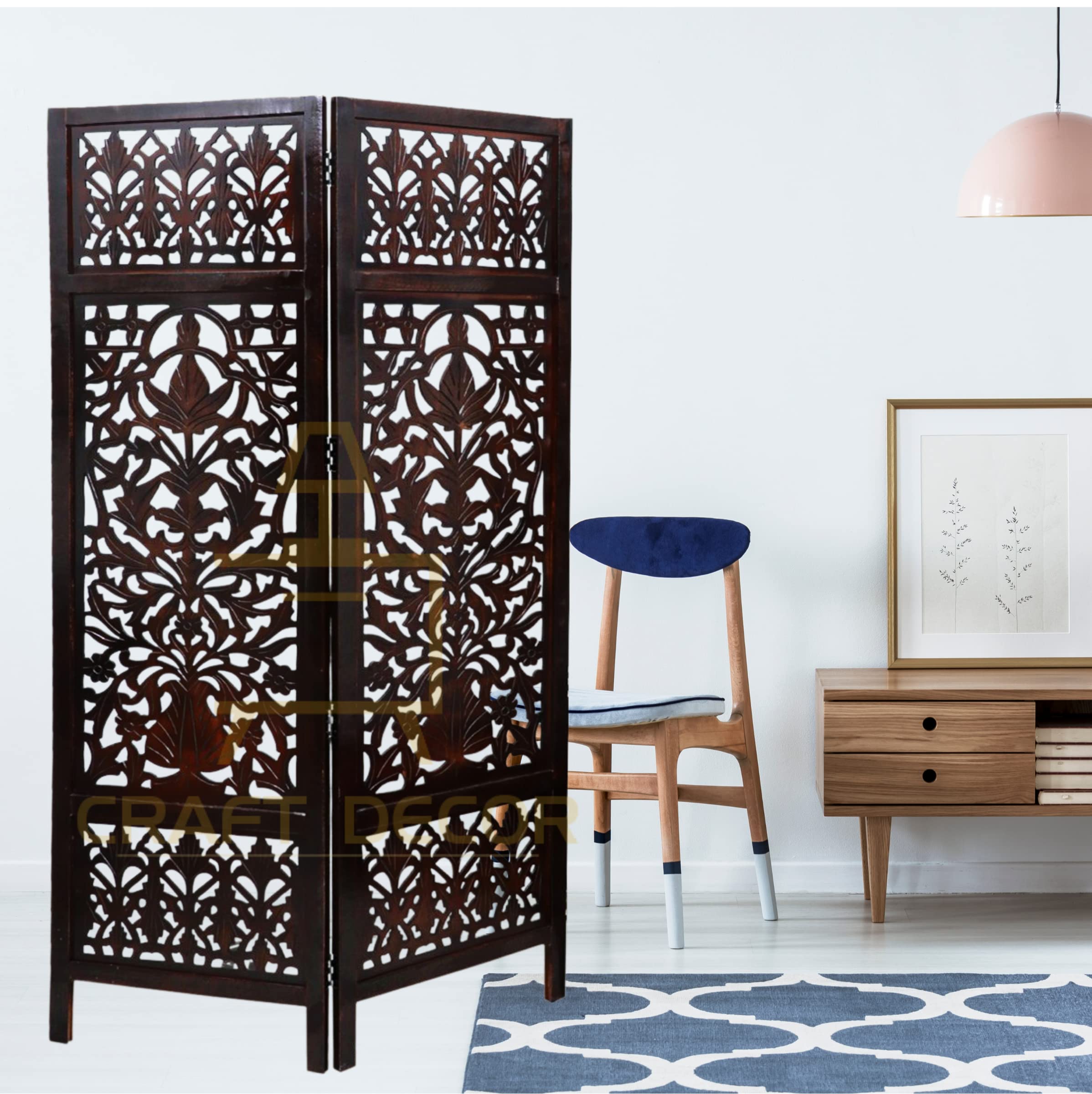 CRAFT DECOR Wooden Room Divider |Wooden Partition for Living Room |Wooden Room Separator |Room Wall Divider |Screen Separator for Living Room/Bedroom/Office/Pooja Room