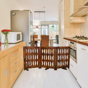 CRAFT DECOR Wooden Baby Safety Gate/Staircase Gate Kid Pet Safety Fence/Freestanding Fold-able Safety Gate for Child/Portable Safety Gate Extension/Wooden Pet Gate