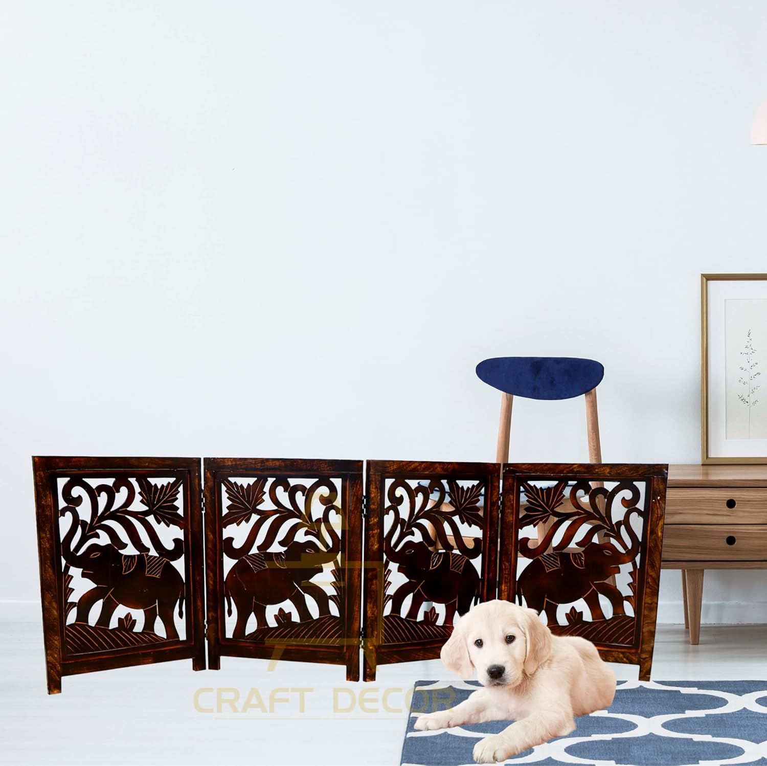 CRAFT DECOR Wooden Baby Safety Gate/Staircase Gate Kid Pet Safety Fence/Freestanding Fold-able Safety Gate for Child/Portable Safety Gate Extension/Wooden Pet Gate