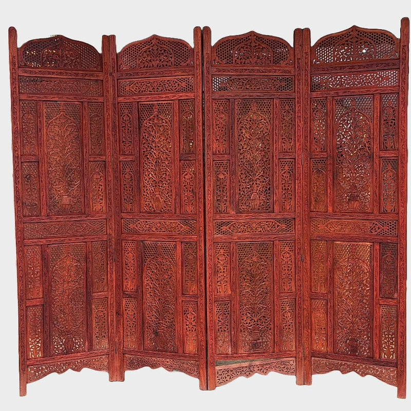 LIVING CONCEPT HANDICRAFTS Elegant 4-Panel Sheesham Wood Room Divider Wooden Room Partition/Screen/Room Divider/Room