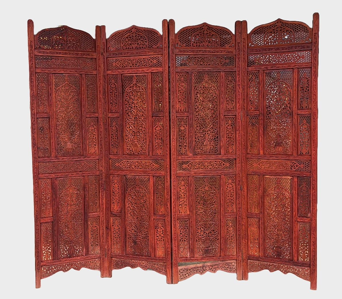 LIVING CONCEPT HANDICRAFTS Elegant 4-Panel Sheesham Wood Room Divider Wooden Room Partition/Screen/Room Divider/Room
