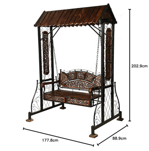 UA URBAN ART Urban Art Store Iron Swing Jhula For Home & Garden/Porch/Balcony 2 Seater Weight Capacity 300Kgs+ (Swing, 177.8 centimeters, Black