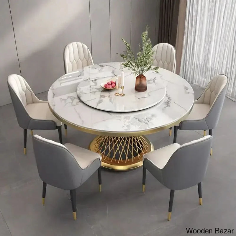 9 - Piece Marble Top Pedestal Dining Set exclusive design