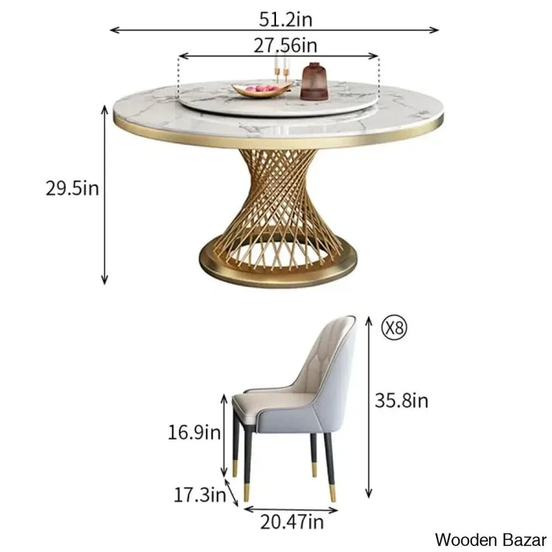 9 - Piece Marble Top Pedestal Dining Set exclusive design
