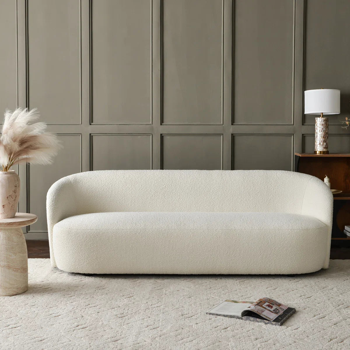 Canvick Boucle Upholstered 3-Seater Sofa - Craft Decor