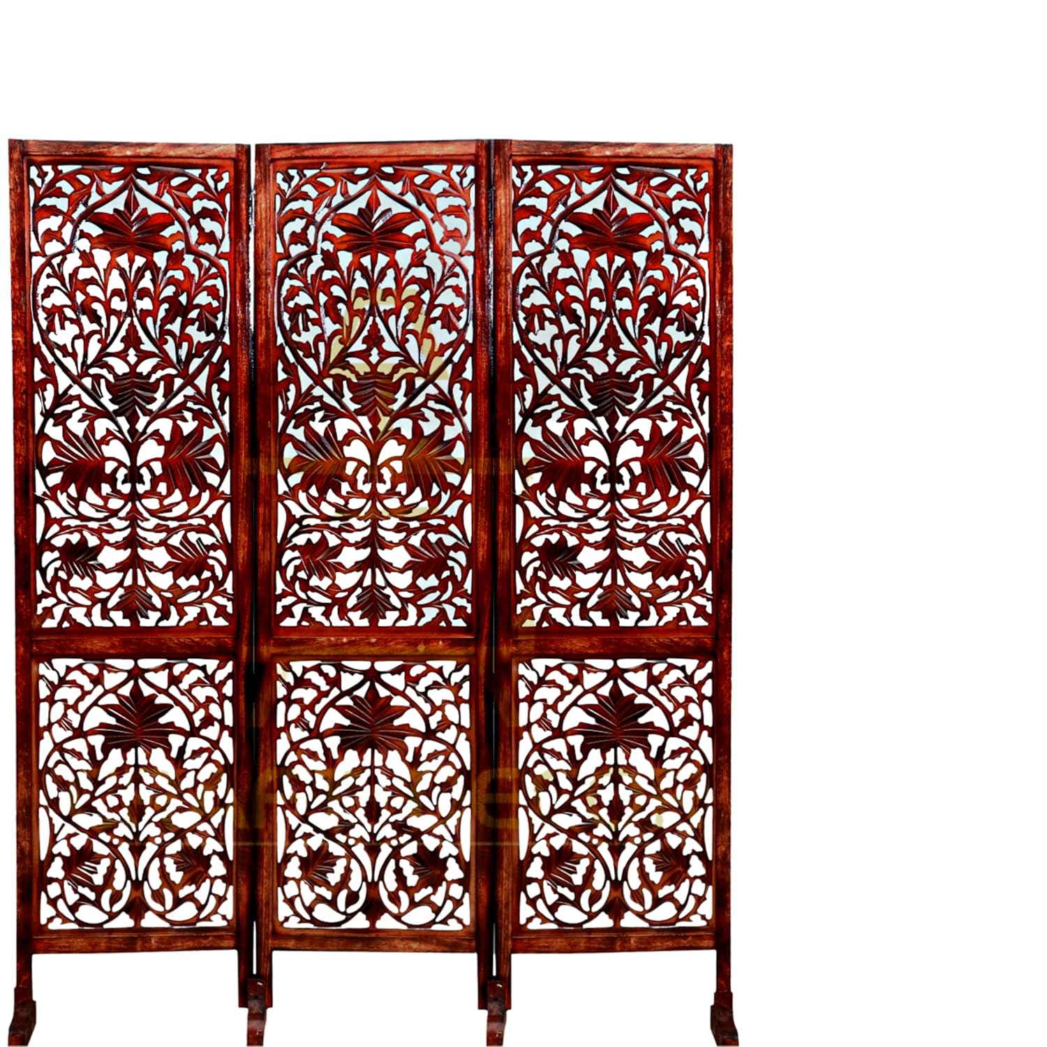 CRAFT DECOR Wooden Room Partition for Living Room / Wooden Screen Separators / Room Wall Divider with Stand 3 Panels Living Room/Bedroom/Office/ Restaurant/Pooja Room