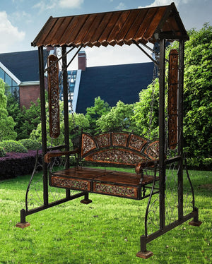 UA URBAN ART Urban Art Store Iron Swing Jhula For Home & Garden/Porch/Balcony 2 Seater Weight Capacity 300Kgs+ (Swing, 177.8 centimeters, Black