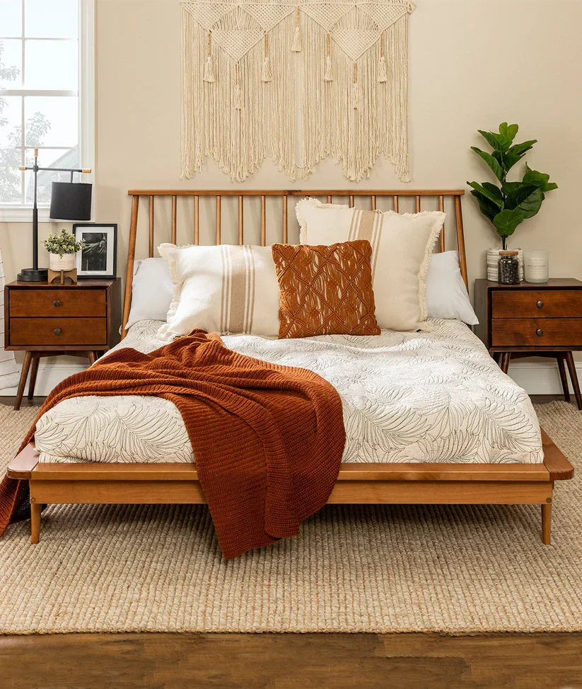 Devik Solid Wood Queen Bed - Craft Decor