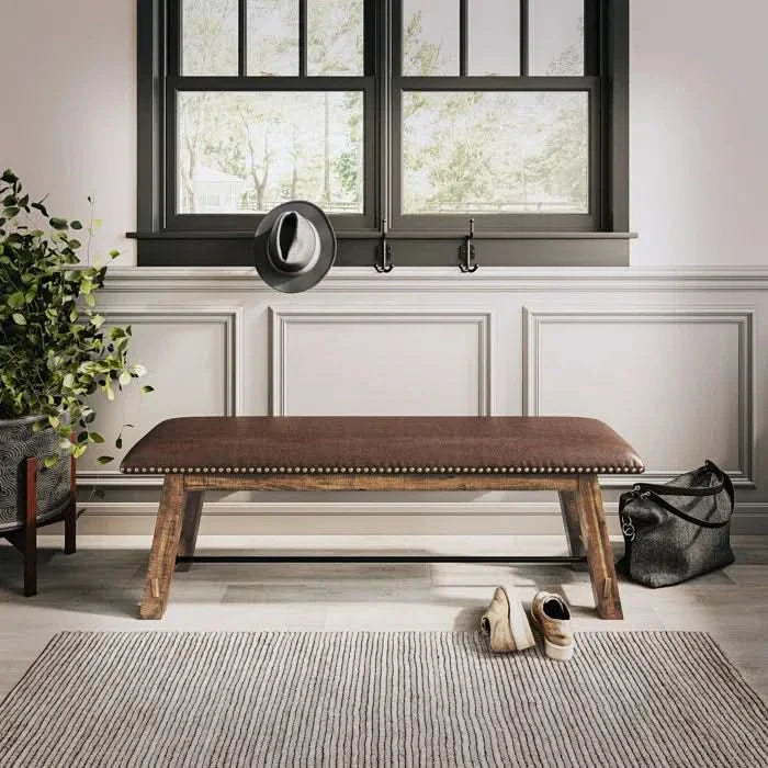 Pawter Faux Leather Upholstered Bench - craft decor
