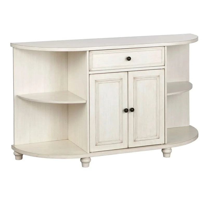 Coastal Half-Moon Sideboard – Storage Cabinet with Bun Feet & Charm