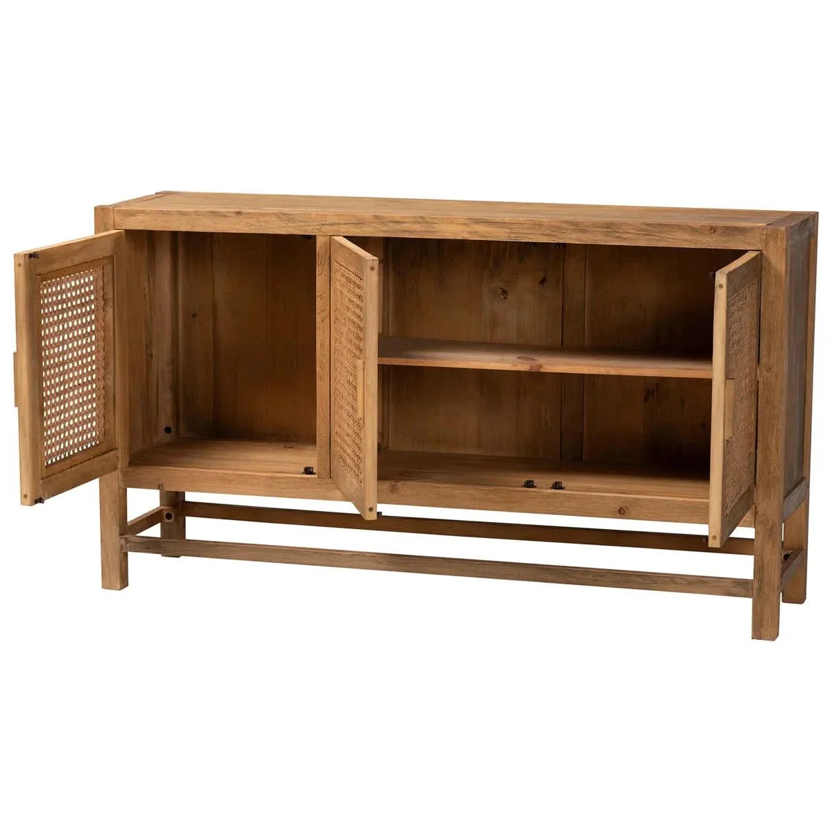 Natural Rattan And Reclaimed Wood Cabinet