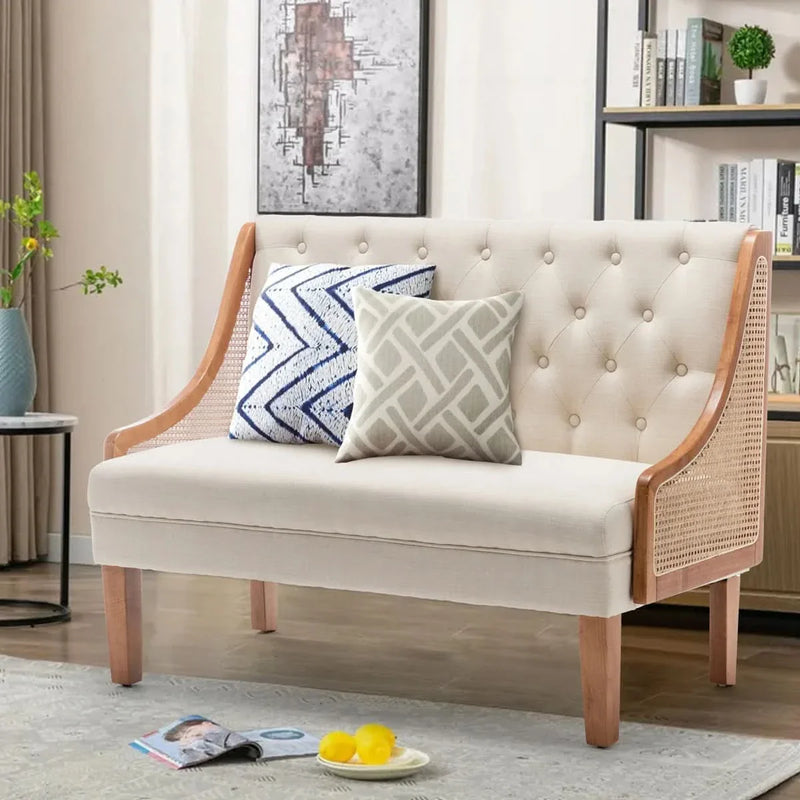 Stylish Upholstered Loveseat – Sofa with Wooden Legs