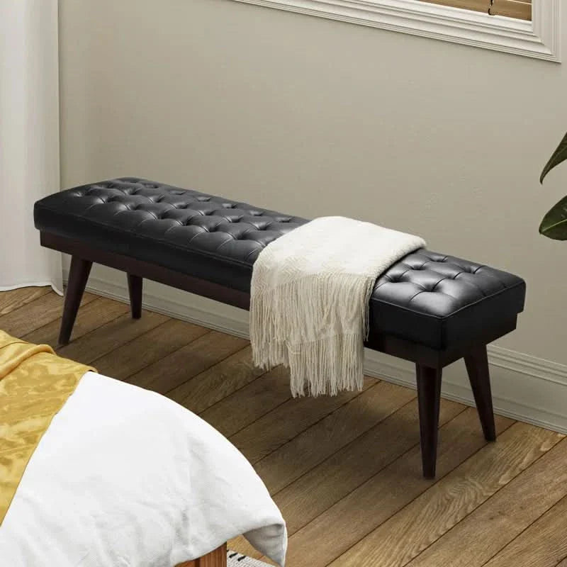 Lianz Genuine Leather Upholstered Bench - craft decor