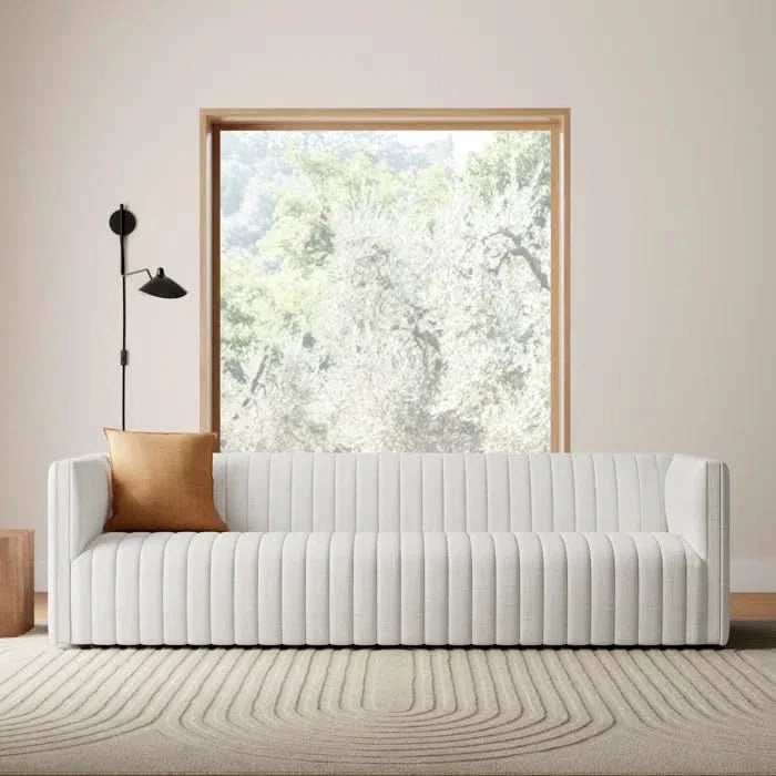 Modern Velvet Tuxedo Sofa with Channel Tufting – Plush Seating