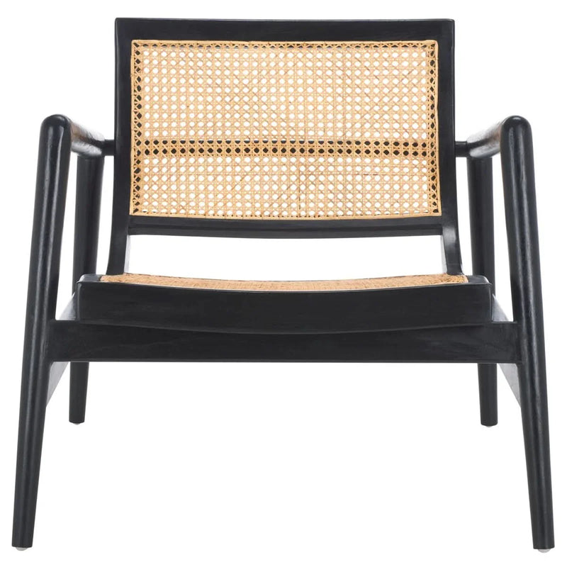 Wooden Rattan Accent Chair – Stylish Lounge Chair with Cane Back