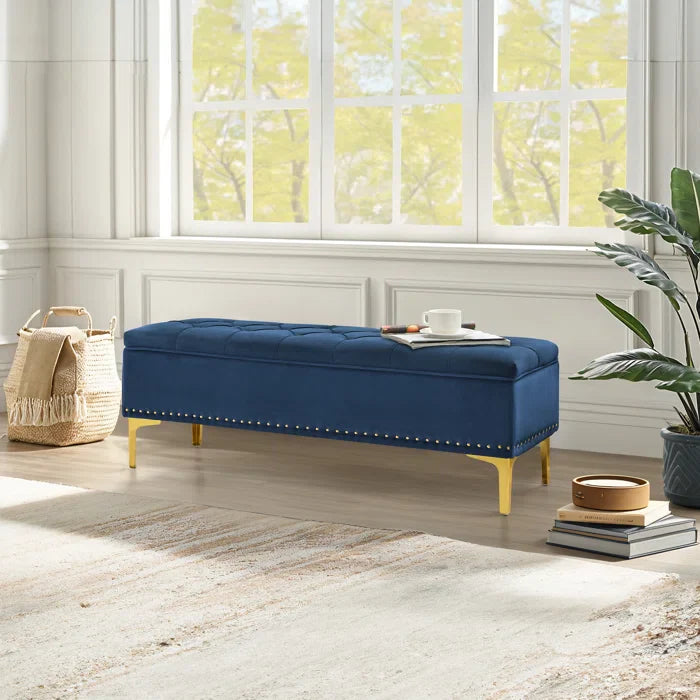Linen Upholstered Storage Bench - craft decor