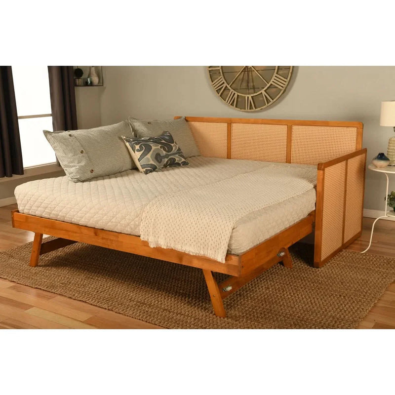 Daybed Frame with Pop Up in Honey Finish (Mattresses Not Included)