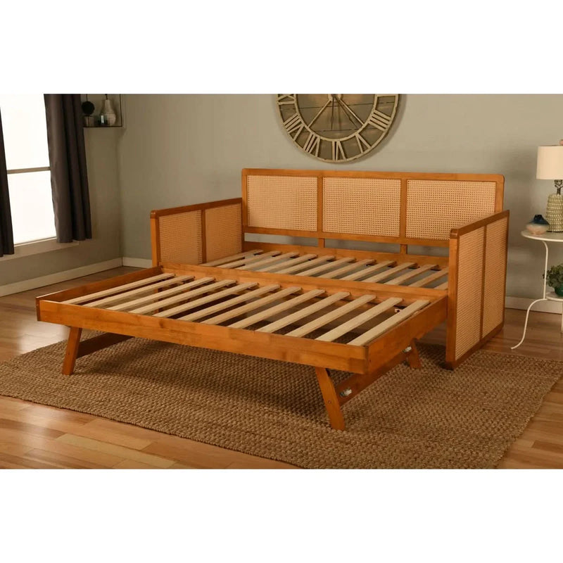 Daybed Frame with Pop Up in Honey Finish (Mattresses Not Included)
