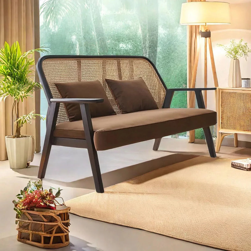 Handwoven Genuine Rattan Sofa with – Lightweight & Breathable
