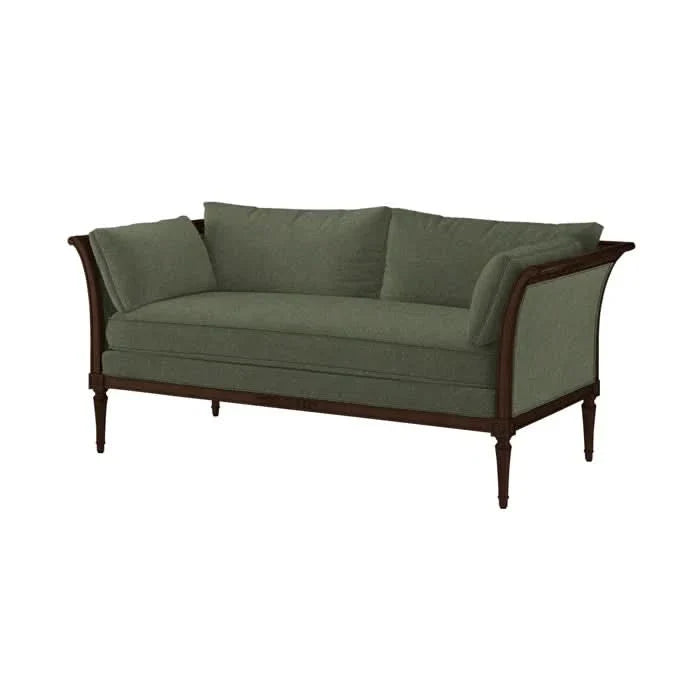 Hand-Carved Beechwood Settee with Upholstered Bench Seat